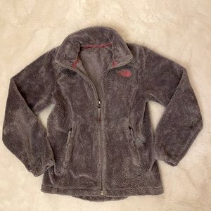 Kids The North Face fleece gray/pink trim size 7/8